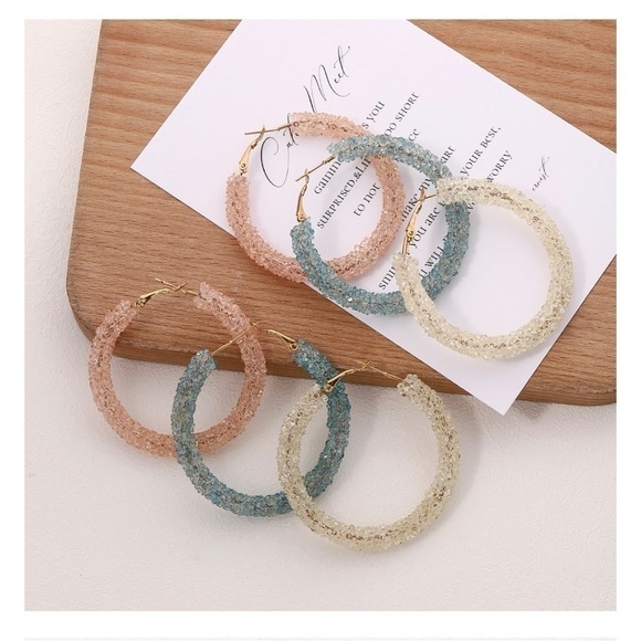 EARRINGS Hoops With Synthetic Beading. Gold Plated. - Picture 4 of 4